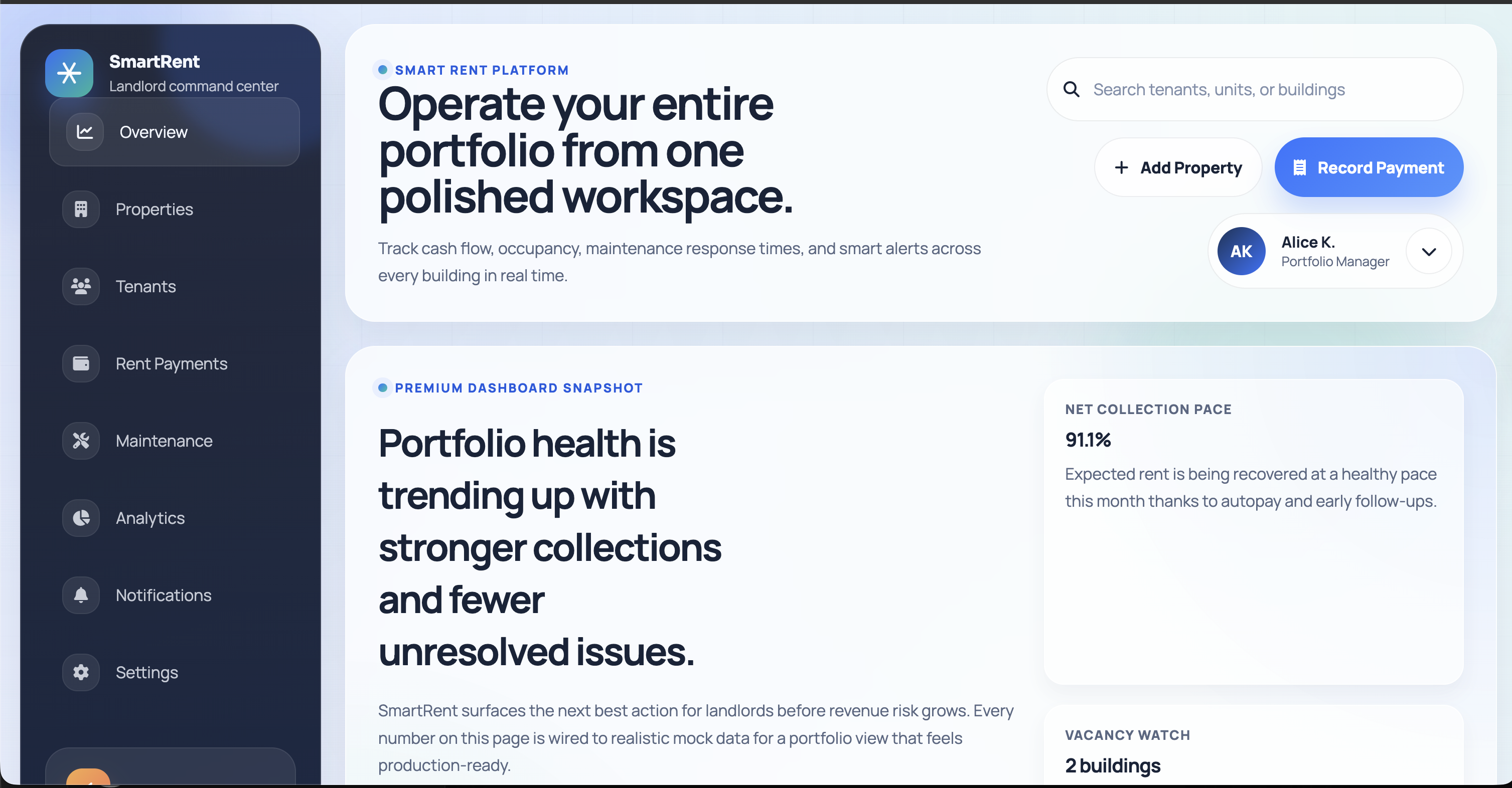 SmartRent landlord dashboard